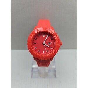 United Colors Of Benetton Neon Pink Silicone Watch 5 ATM Quartz New Battery